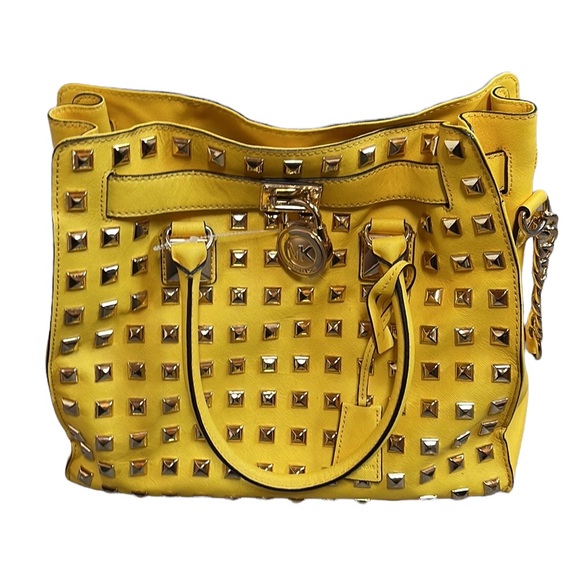 MICHAEL Michael Kors Handbags - MICHAEL Michael Kors Yellow Leather Studded Hamilton Tote